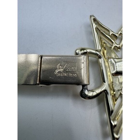 Vintage Wide Signed Coro Pegasus Gold Tone Bracelet Minimalist Design - Picture 5 of 7